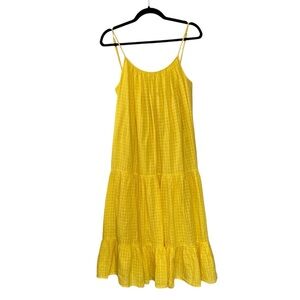 Banana Republic Yellow Cotton Sleeveless Tiered Midi Dress MP